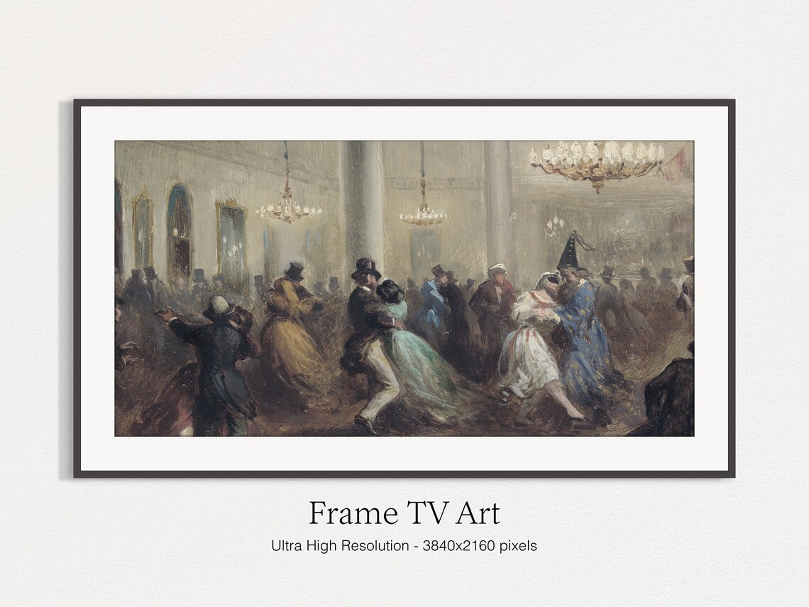 Vintage Masquerade Ball Painting, Art Print - Image 4