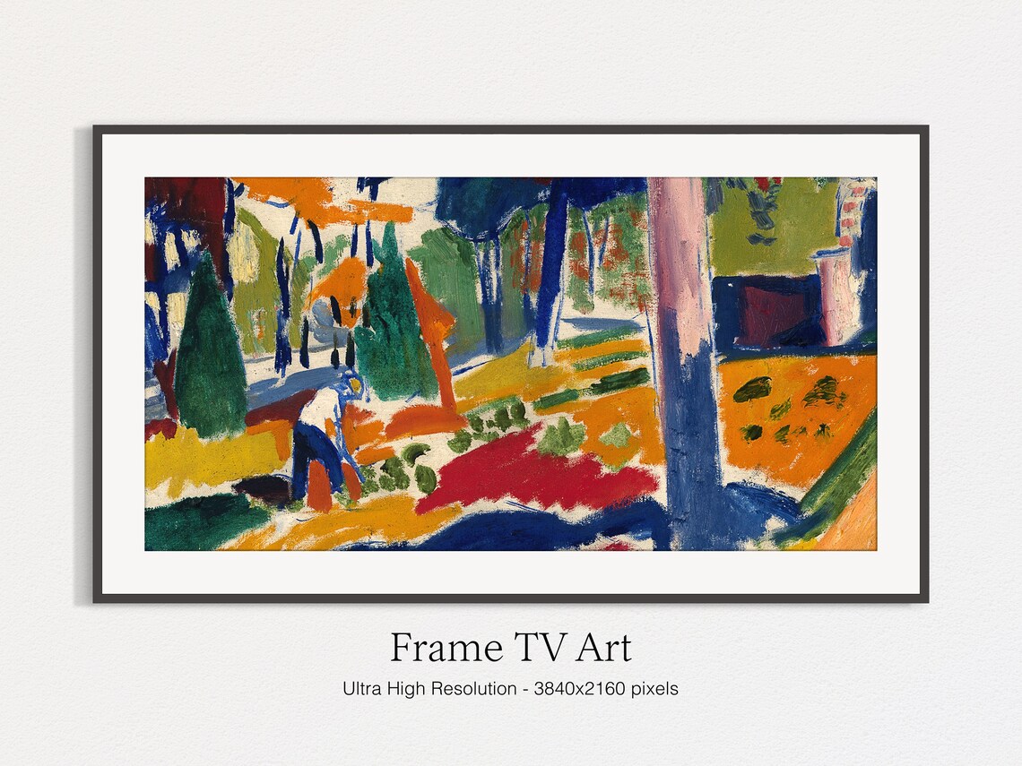 Fauvist Summer Garden Painting Bold Orange Blue Trees Wall Art Print - Image 5