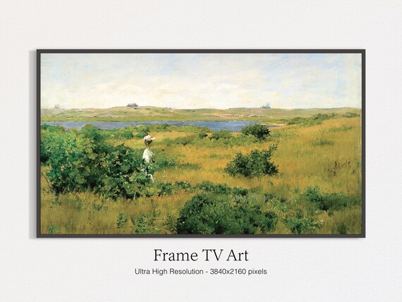 Impressionist Girl In Golden Field By Lake Vintage Summer Meadow Poster