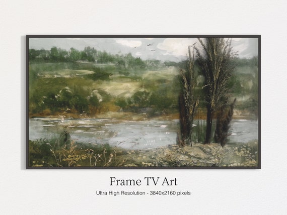 Frame Tv Art Vintage Pond Landscape Painting Tv Art Instant