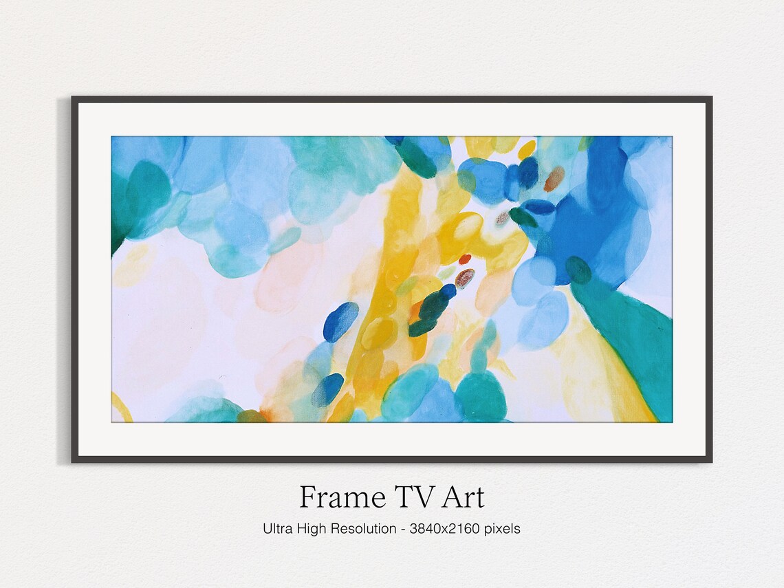 Blue Yellow Teal Abstract Watercolor Painting Colorful Wall Art Print - Image 5