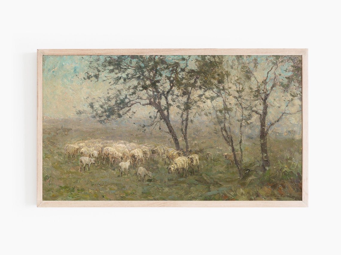 Vintage Sheep Painting - Image 2