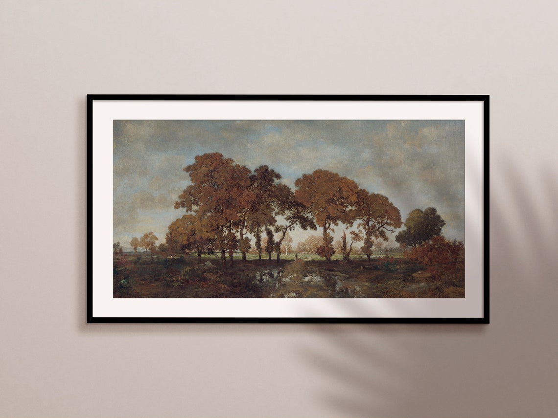 Moody Autumn Trees Vintage Landscape Orange Fall Forest Print - Image 2
