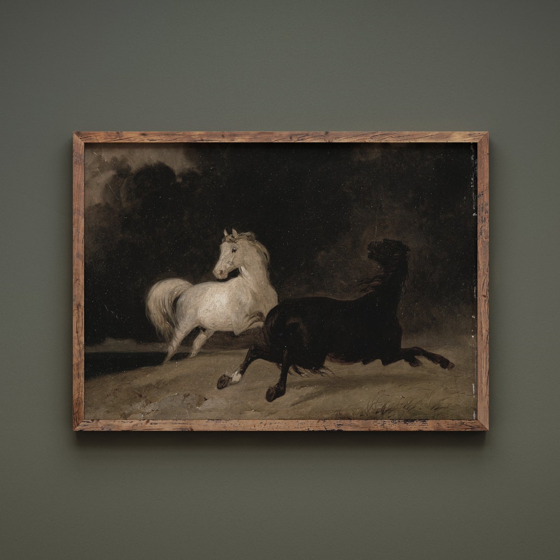 Vintage Horses Painting Art Print - Image 2