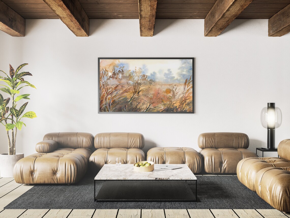 Autumn Foliage Watercolor Art Print for TV Wall - Image 2