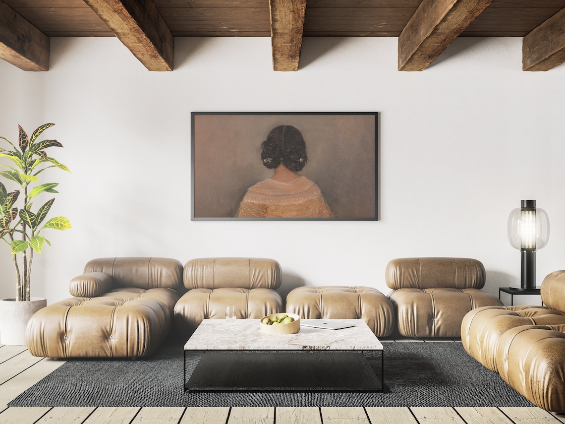 Vintage Portrait Painting Girl With Braids Art Print - Image 3