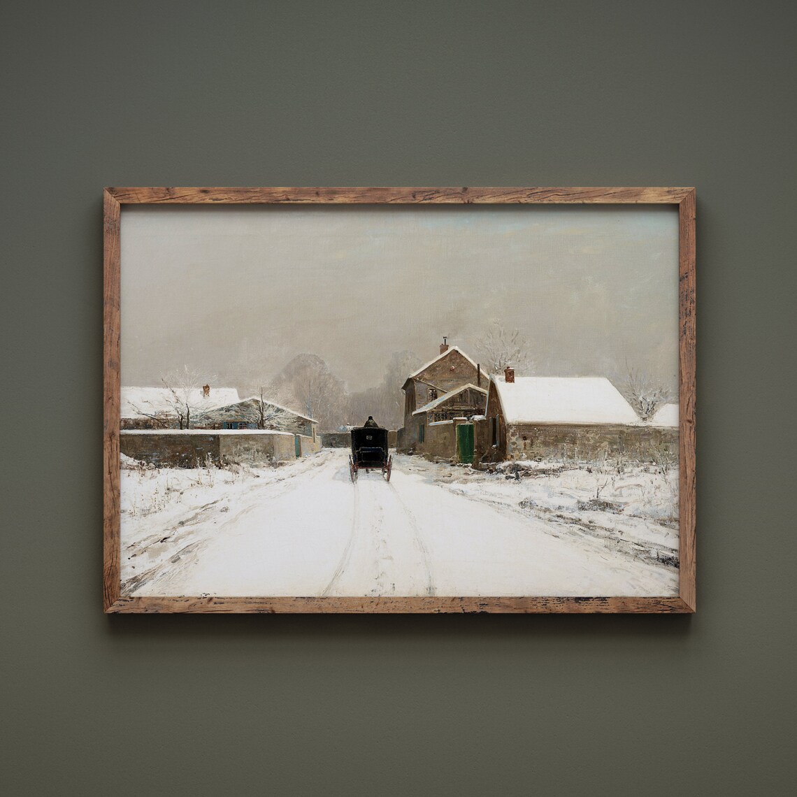 Cozy Winter Scene Art Print, Winter Village - Image 2
