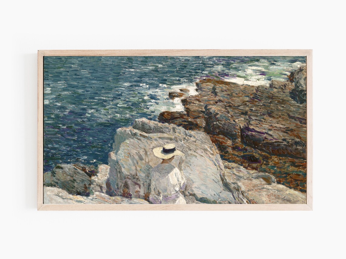 The South Ledges Summer Seascape, Vintage Impressionism - Image 3