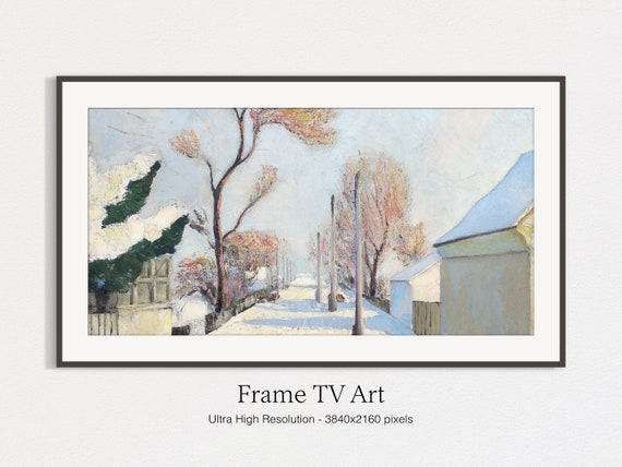 Christmas Winter Oil Landscape Snow In The City Art Print