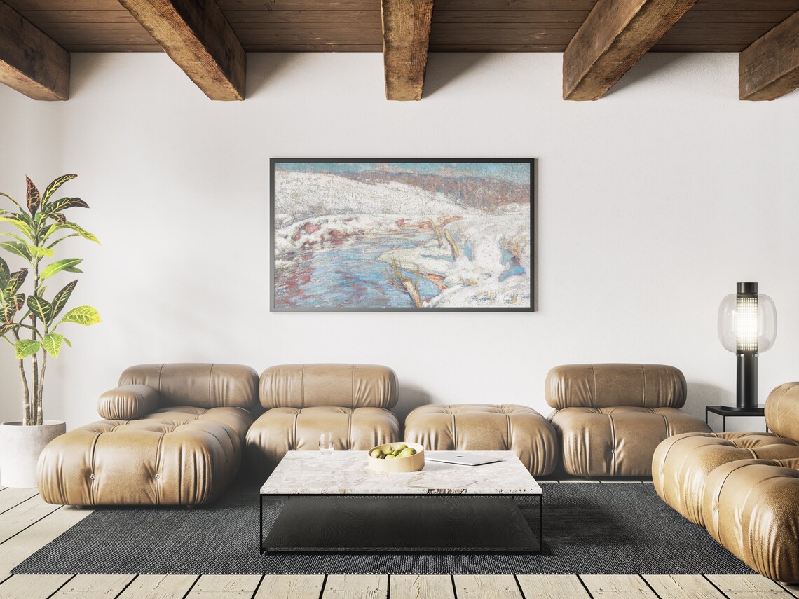 Christmas Time Winter Scenery Oil Art Print - Image 3