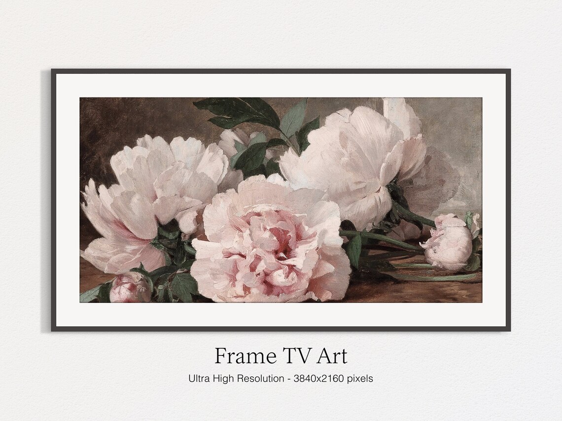 Vintage Peony Flowers Painting Floral Still Life Art Print - Image 5