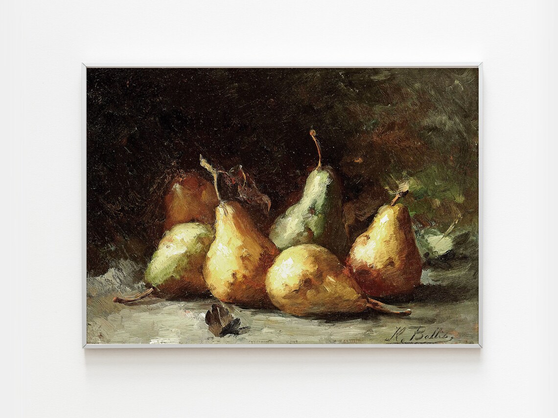 Classic Pears Painting, Moody Fall Still Life Art Print - Image 3