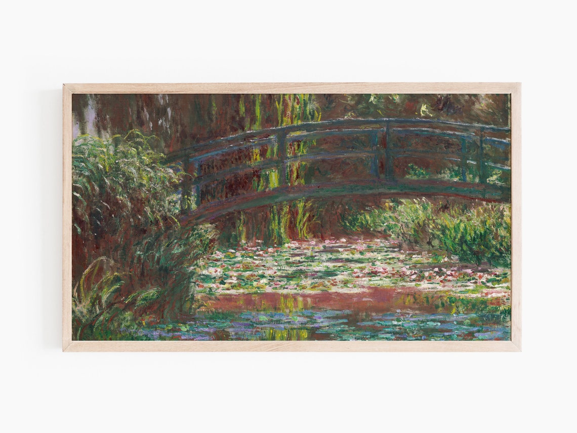 Frame Tv Art Vintage Pond Painting Frame For Tv Oil Art - Image 2