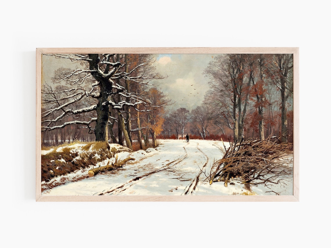 Vintage Winter Forest Landscape Art Print - Image 2