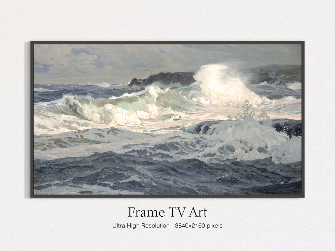 Classic Seascape Painting Art Print, Seashore