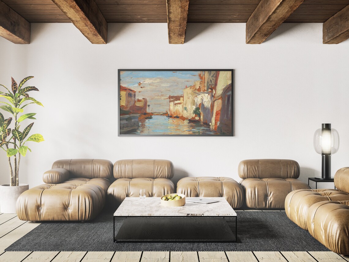 Summer Venice Canal Impressionist Painting Sunlit Buildings Poster - Image 3