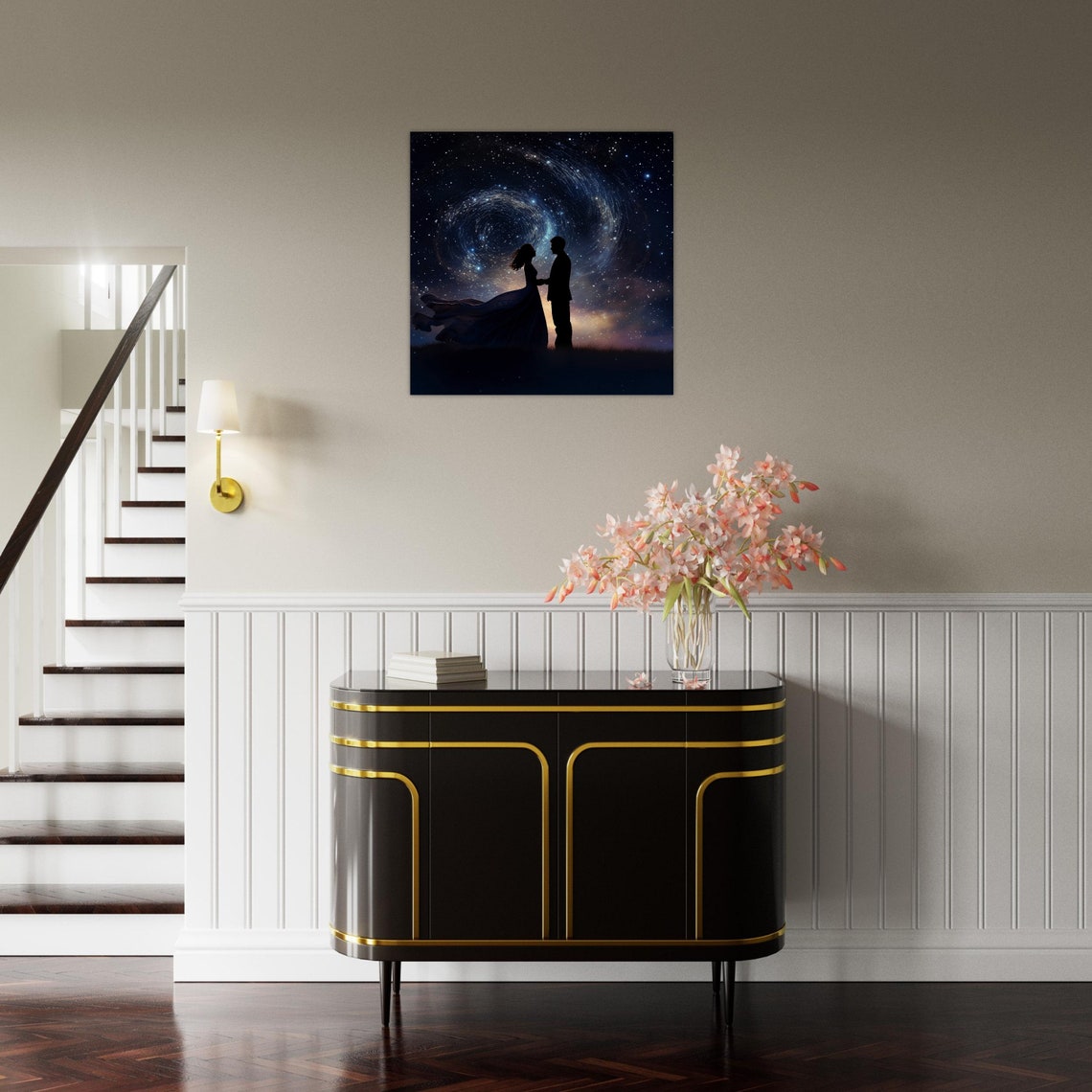 Romantic Couple Silhouette Blue Galaxy Starry Night Sky Love Poster - Image 3