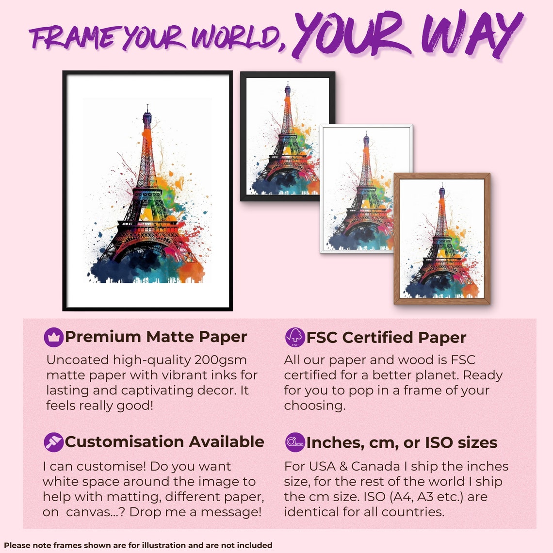 Eiffel Tower Rainbow Paint Splash Colourful Paris Landmark Art Poster - Image 2