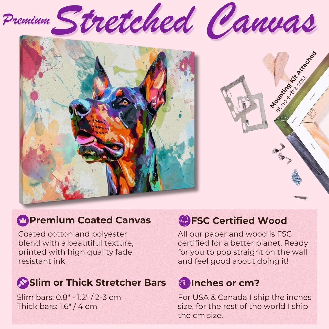 Doberman Pinscher Profile Colorful Paint Splatter Pet Art Poster - Image 2
