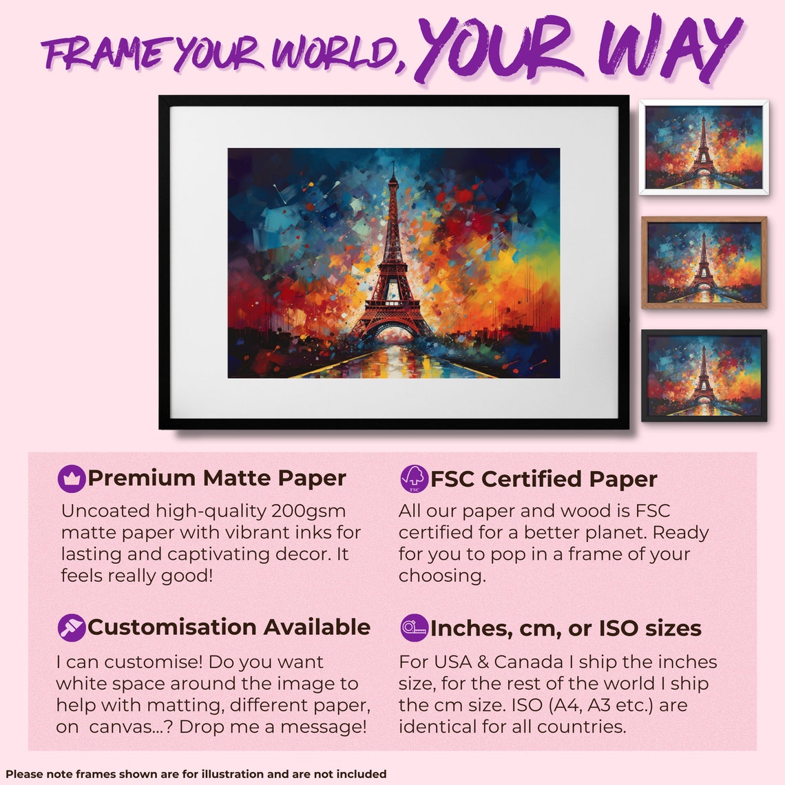 Eiffel Tower at Night Riverside Reflections Colorful Art Poster - Image 2