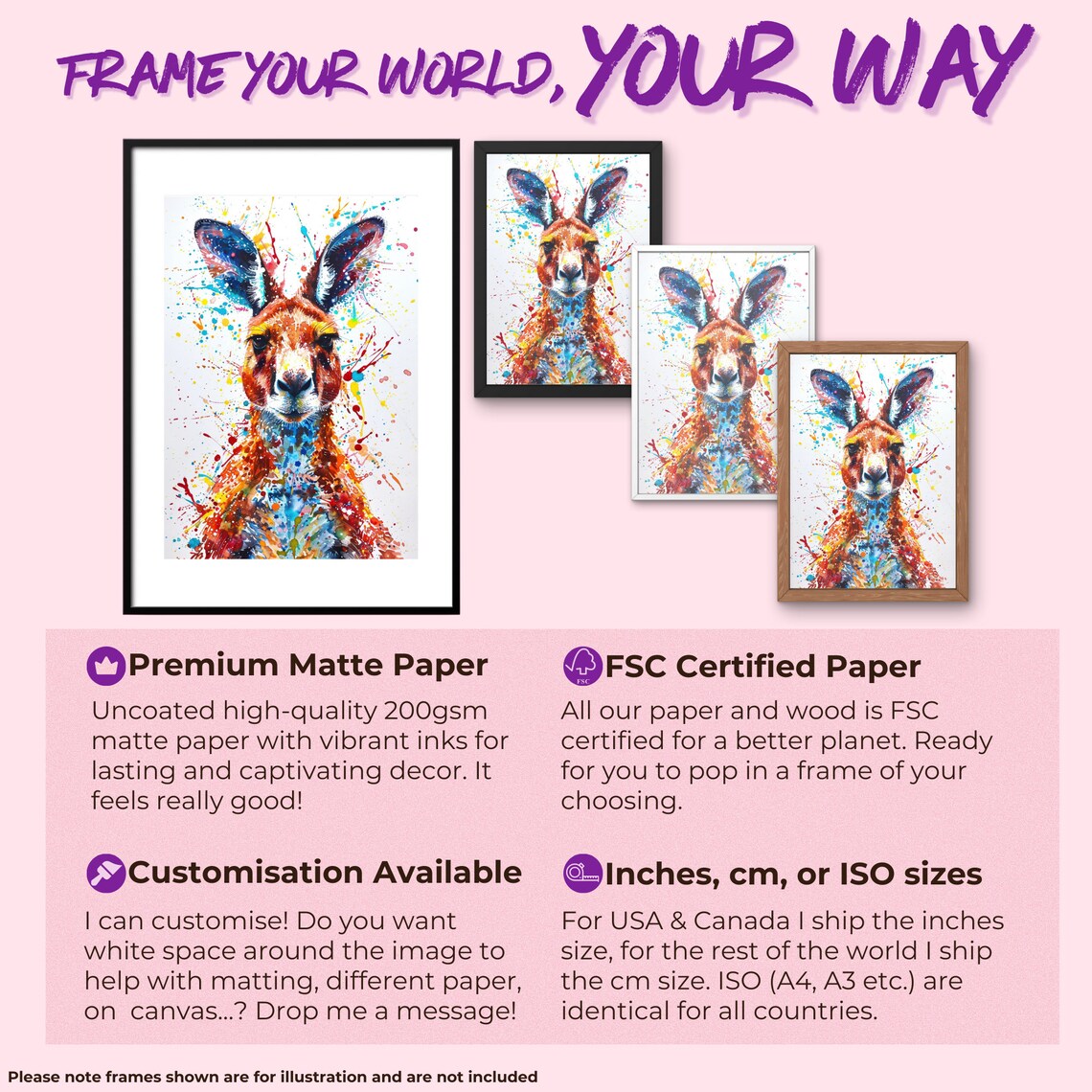 Kangaroo Abstract Watercolour Poster Print - Image 2