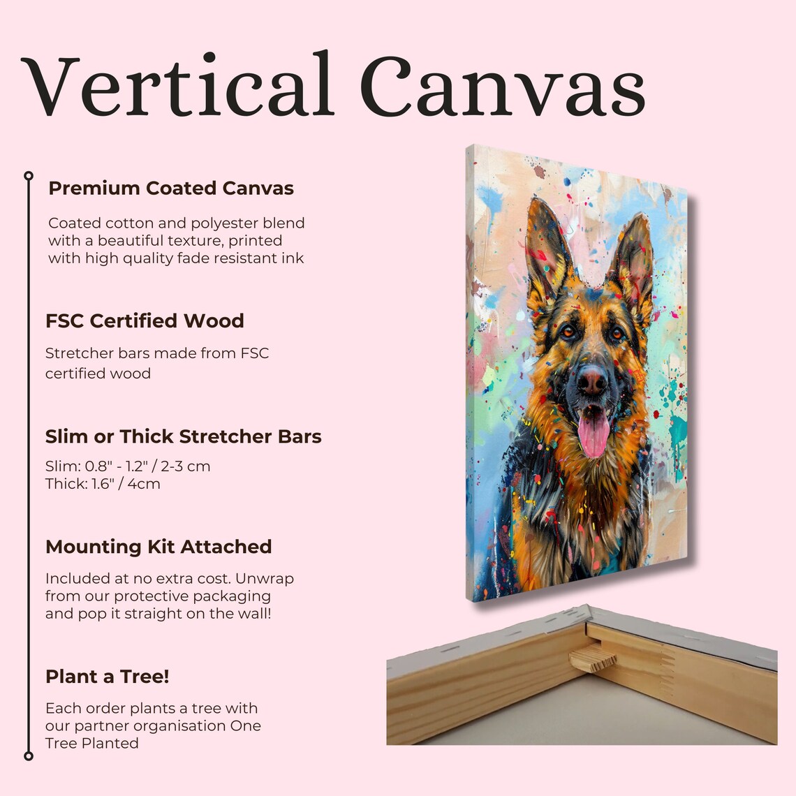 German Shepherd Tongue Out Pastel Paint Splash Watercolor Art Poster - Image 2