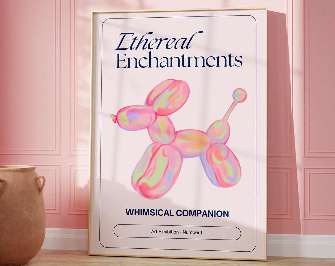 Ethereal Enchantments Iridescent Balloon Dog Exhibition Poster