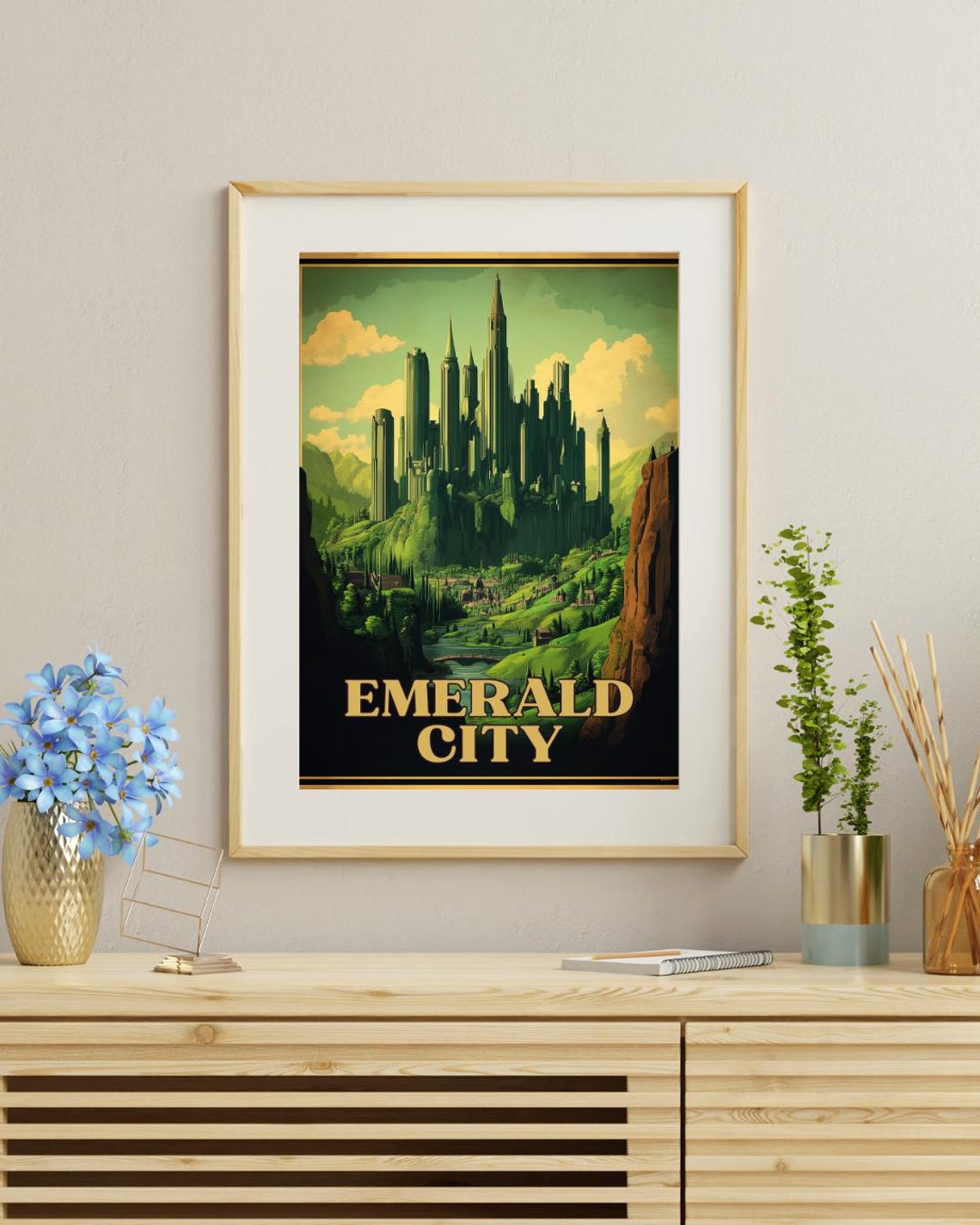 Emerald City Oz Cliffside Green Spires Valley View Travel Poster - Image 5