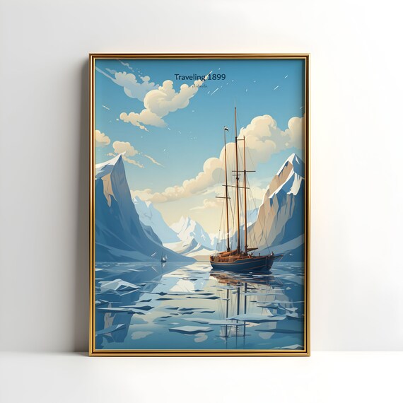 Historical Ship Travel, Antarctica Travel Poster