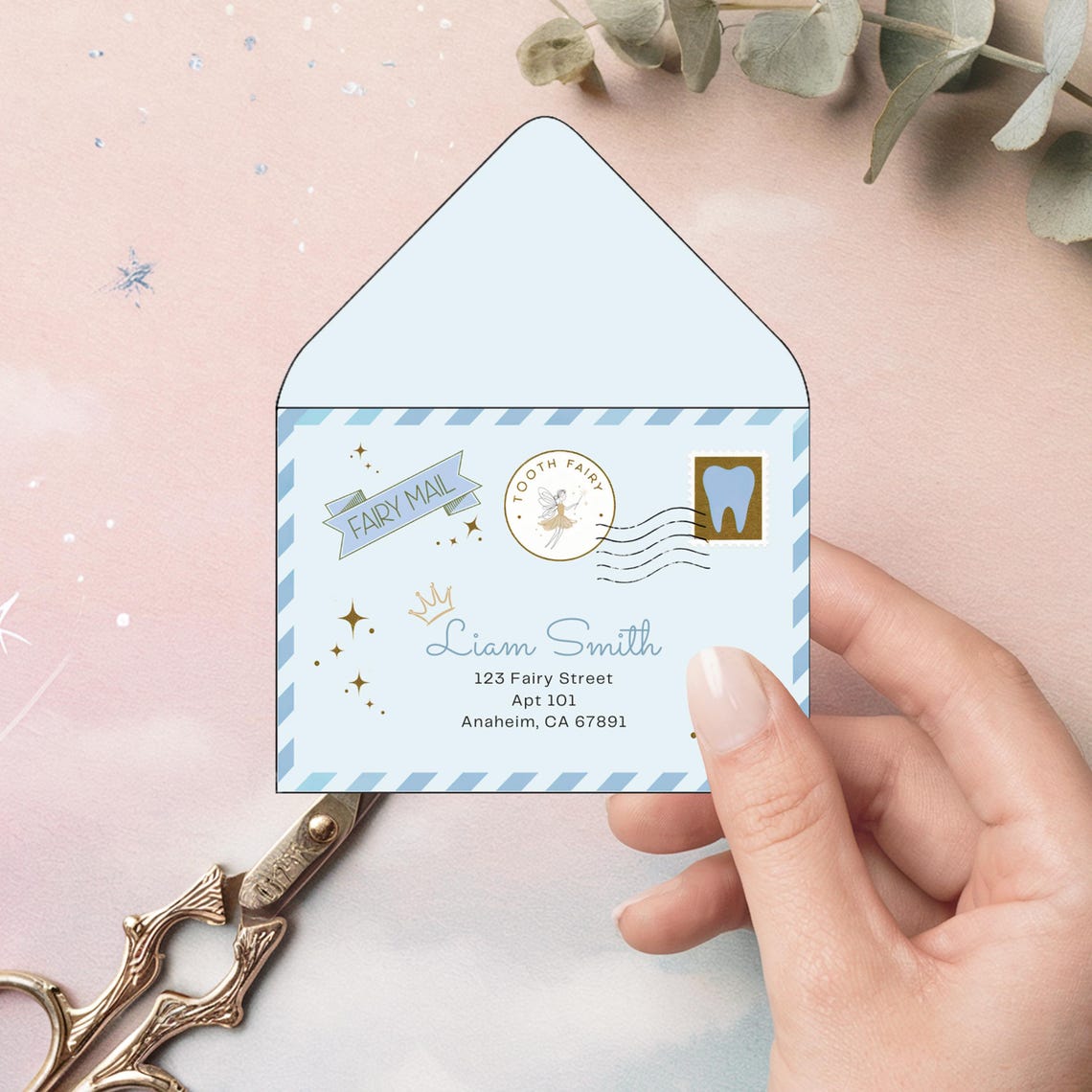 Tooth Fairy Letter Set Blue Fairy Mail Certificate Keepsake Print - Image 3