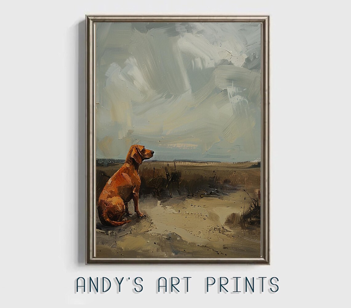 Red Dachshund Dog Oil Painting Sausage Dog Wall Art Animals Dog Lover Print At Home Wall Art Landscape Nature - Image 3