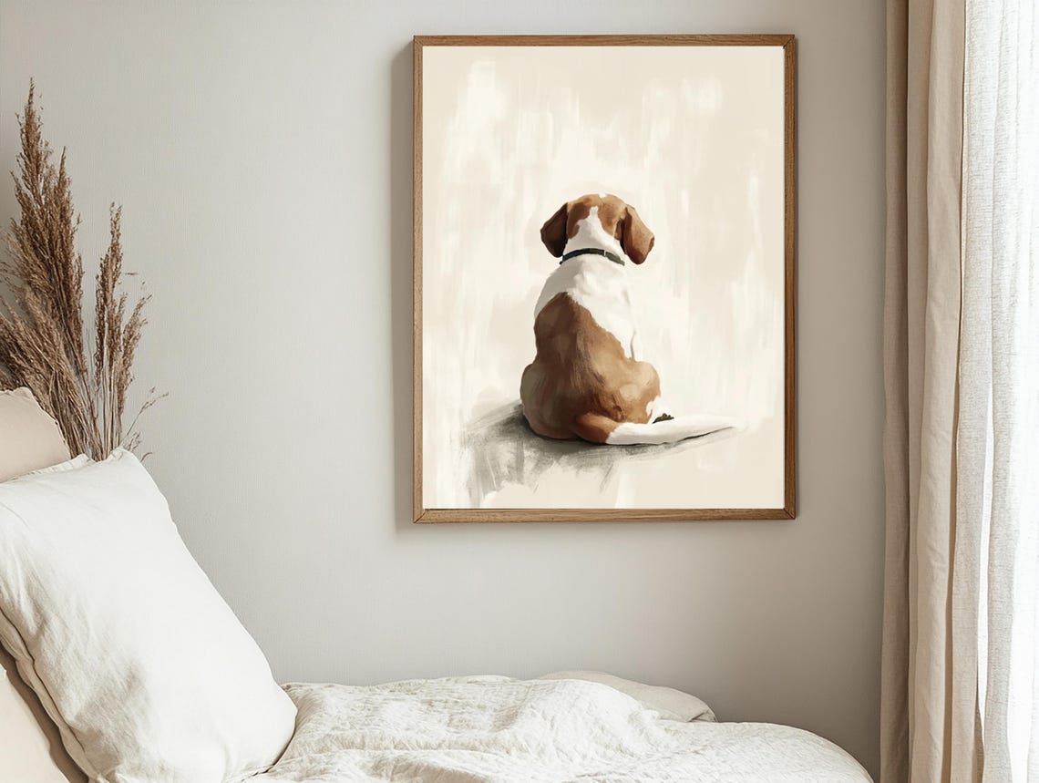 Beagle Seen From Behind Minimalist Neutral Dog Painting Poster - Image 3