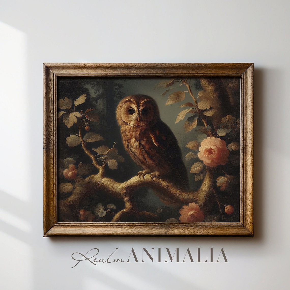 Botanical Owl Print Vintage Moody Owl Wall Art Floral Owl Bird Oil Painting Antique Nature Bird Art Ow002 - Image 2