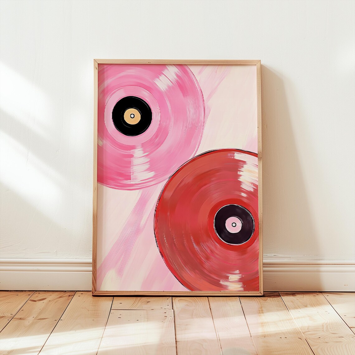 Pink Vinyl Records Retro Music Wall Decor Trendy Dorm Poster