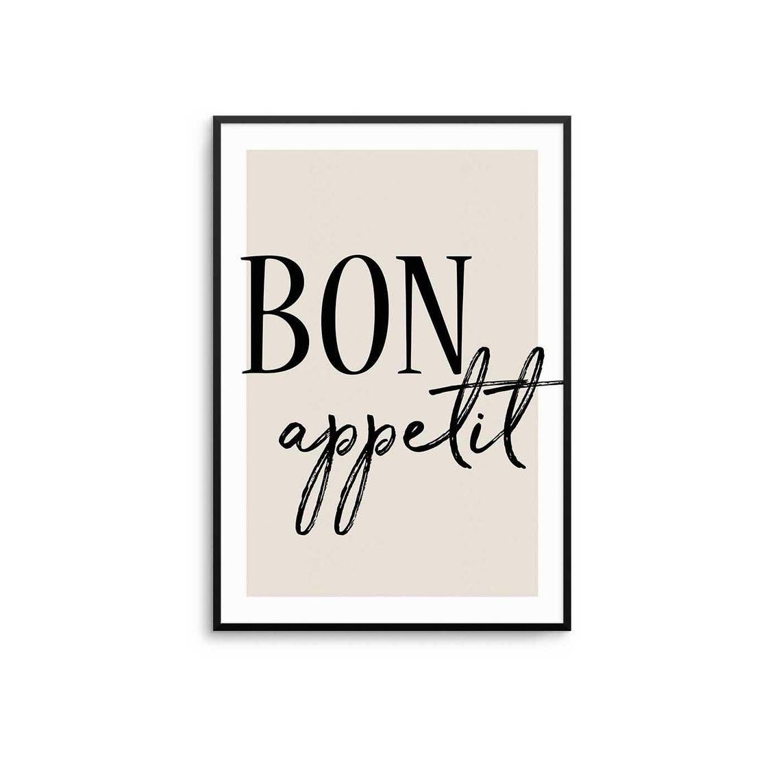 Bon Appetit Elegant Serif Script French Kitchen Wall Decor Poster
