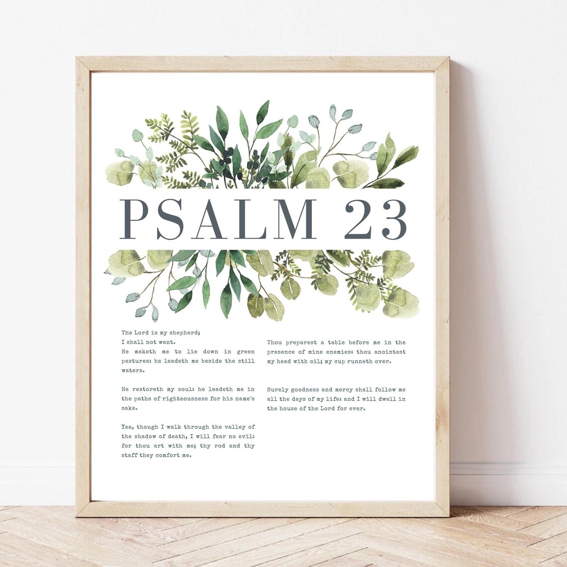 Psalm 23 Vintage Scripture Poster, Christian Wall Decor