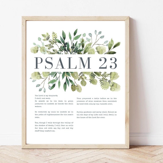 Psalm 23 Vintage Scripture Poster, Christian Wall Decor