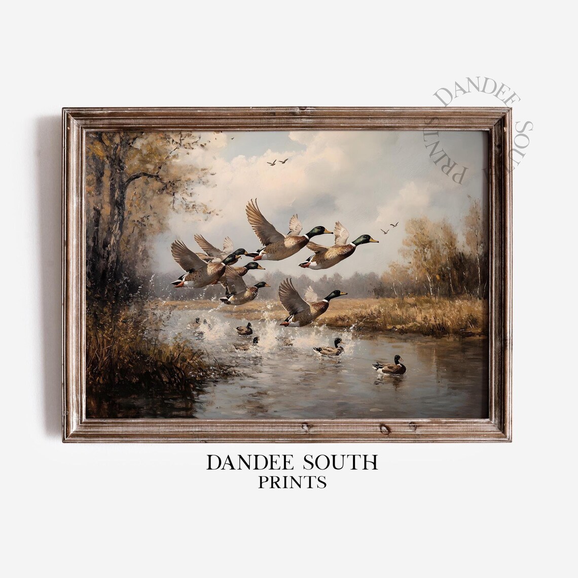 Mallard Ducks Rustic Print, Modern Farmhouse Style