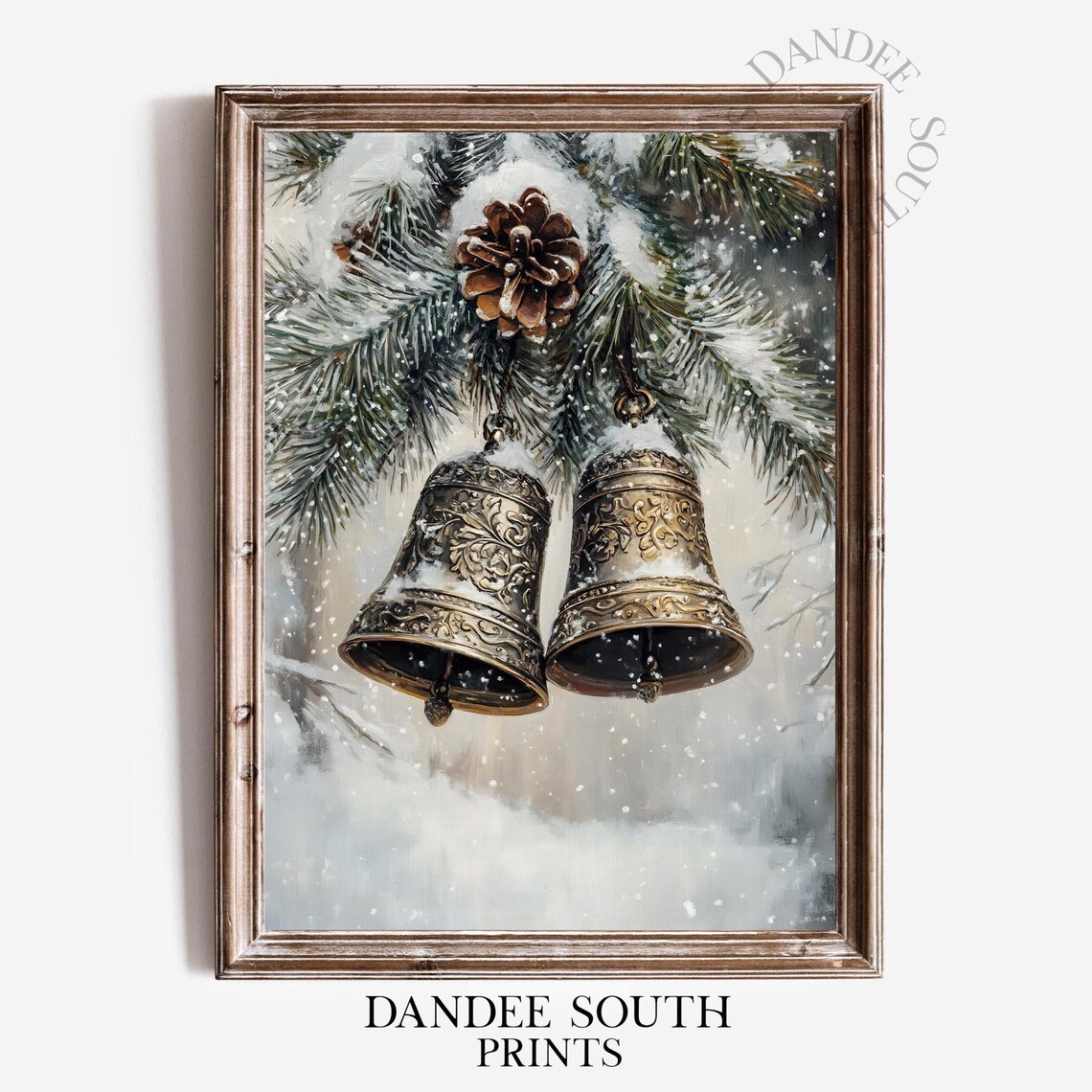 Christmas Bells Vintage Holiday Decor Art Print