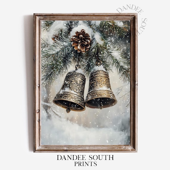 Christmas Bells Vintage Holiday Decor Art Print
