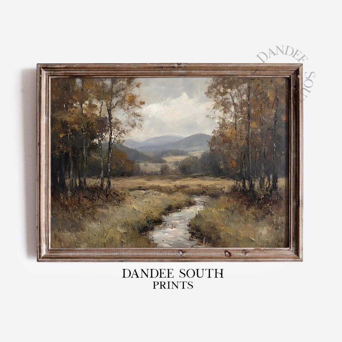 Vintage Fall Landscape Oil Painting Autumn Wall Art Rustic Farmhouse Decor 786
