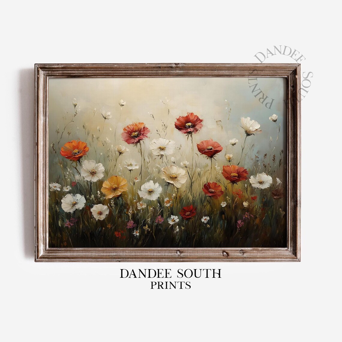 Fall Wildflowers Field Vintage Autumn Landscape Oil Painting Poster