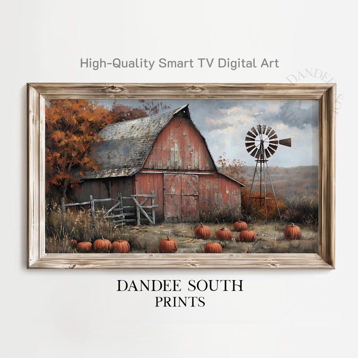 Rustic Fall Barn Art Print, Cozy Autumn Landscape