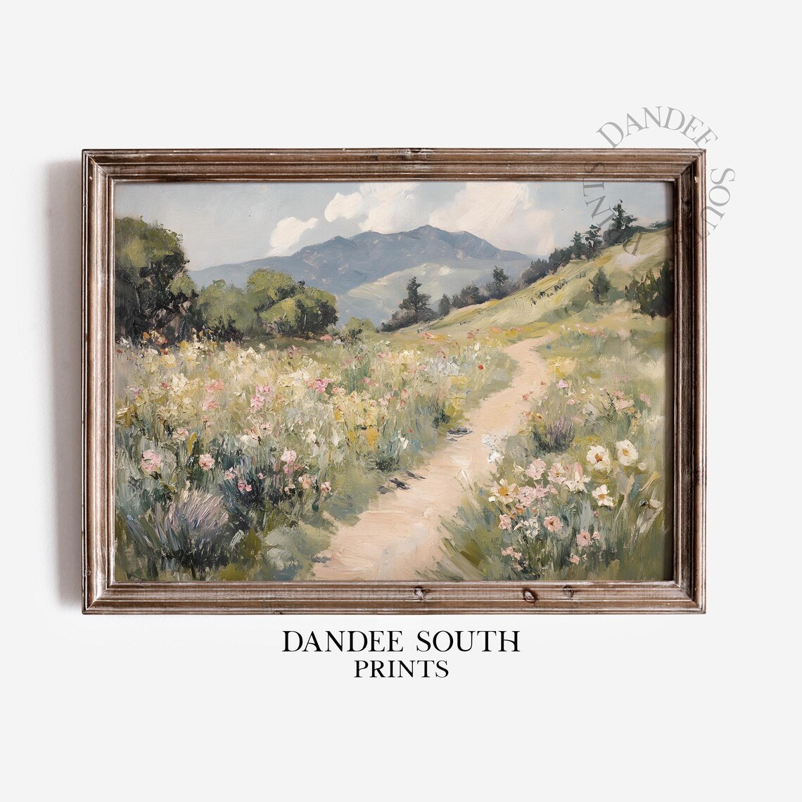 Wildflower Path Mountain Meadow Vintage Oil Painting Art Poster