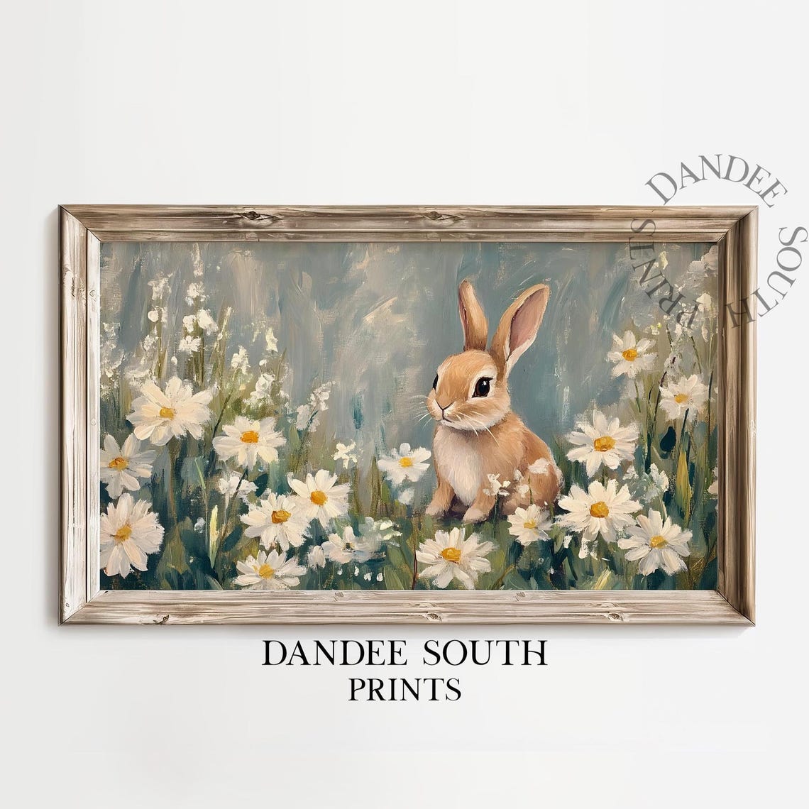 Spring Bunny Tv Art For Frame Smart Easter Painting Country Farmhouse Decor Tv006