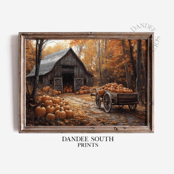 Rustic Fall Barn Vintage Autumn Landscape Art Print