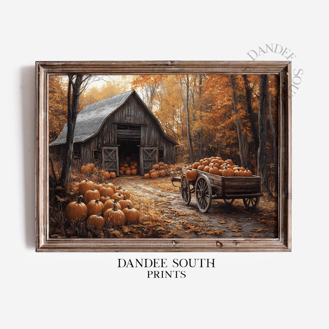 Rustic Fall Barn Vintage Autumn Landscape Art Print