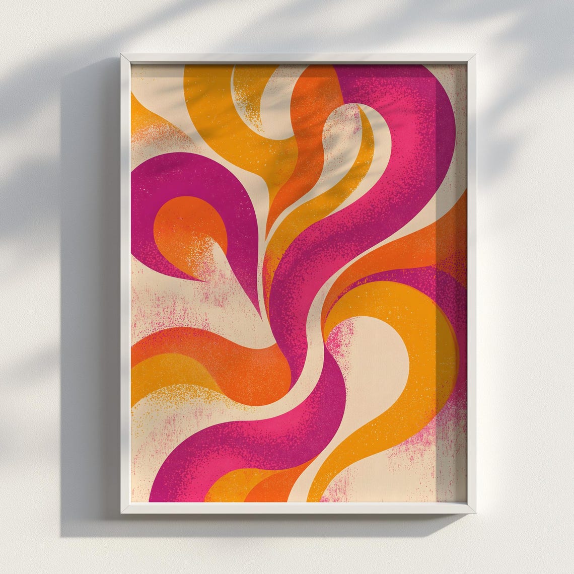 Colorstream Flowing Retro Waves Pink Orange Bold Abstract Poster