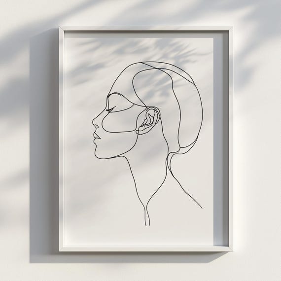 Gracecurve Lines Minimal Beauty Side View Portrait Elegant Oneline Female Art Print Modern Feminine Wall Decor