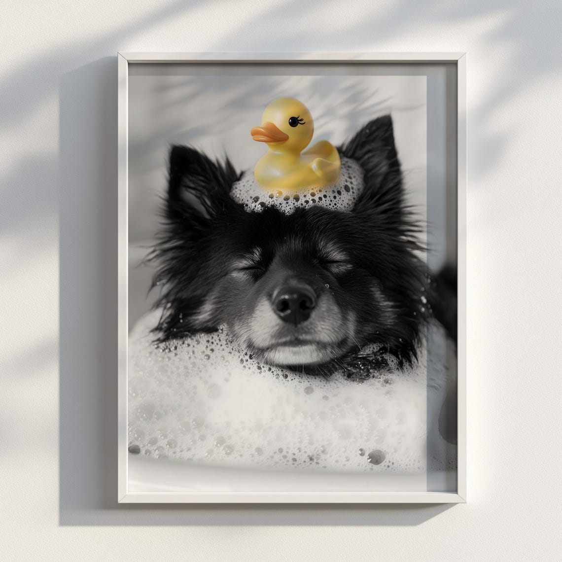 Finnish Lapphund Bubble Bath With Rubber Duck Funny Dog Poster